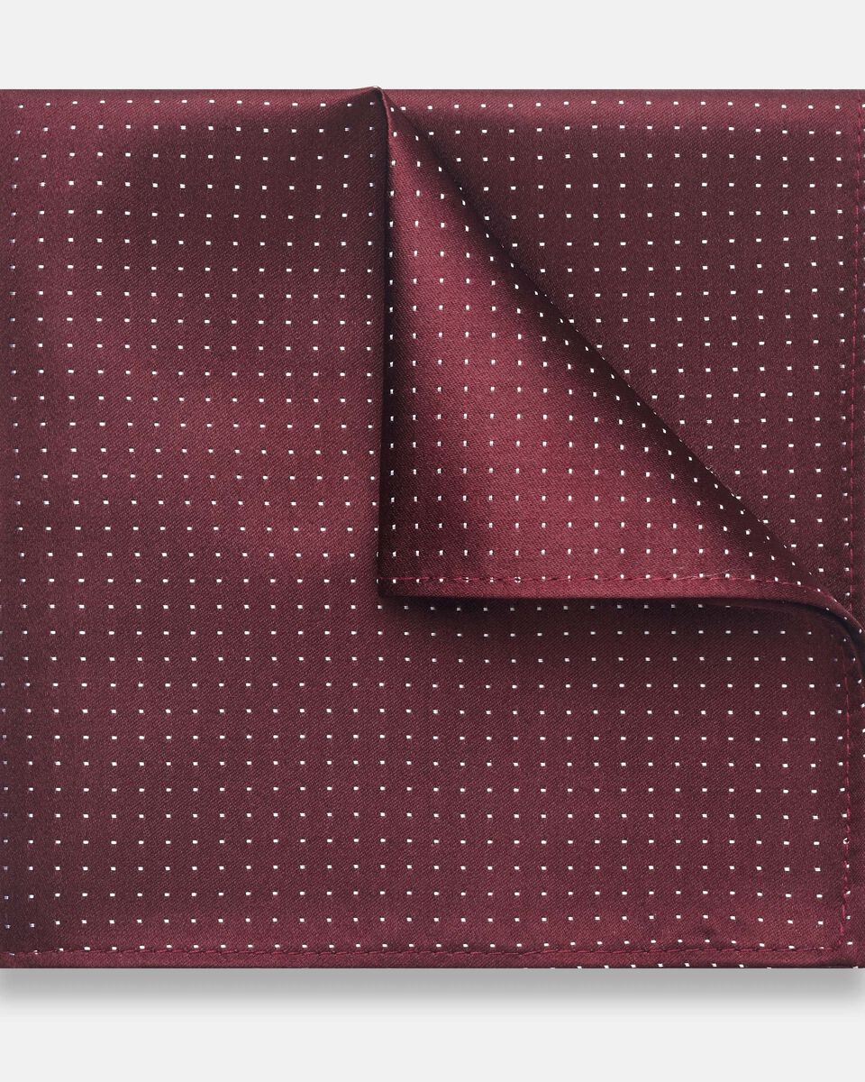 Biati Silk Pocket Square, Burgundy/White, hi-res